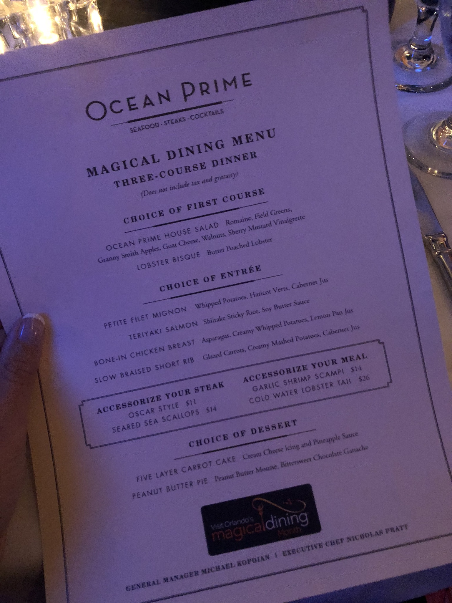 Magical Dining Orlando Ocean Prime Amber Likes